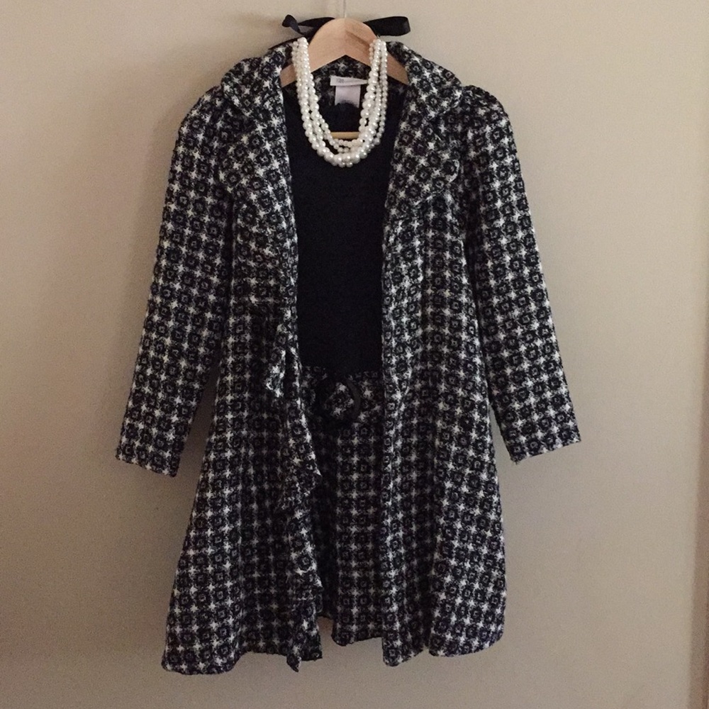 BONNIE JEAN Houndstooth Dress & Pea Coat Set
